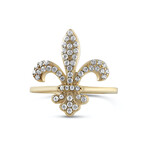 Fleur De Lis Ring with Lab Diamonds // Gold (7.5)