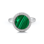 Natural Malachite Ring // Silver + Green (6)