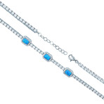 Opal Tennis Bracelet with CZ Diamonds // Silver + Blue