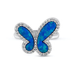 Butterfly Rings with Opal Stone // Silver + Blue (7)
