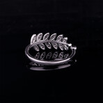 Leaf Ring with CZ Diamonds // Silver (7)