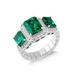 Fancy Emerald Ring // Silver + Green (8.5)