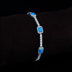 Opal Tennis Bracelet with CZ Diamonds // Silver + Blue