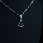 Delicate Onyx Necklace // Silver + Black