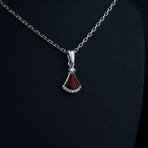 Minimalist Red Agate Necklace  // Silver + Red