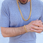 Gold Plated Stainless Steel Curb Chain Bracelet // 8.5"