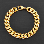 Gold Plated Stainless Steel Curb Chain Bracelet // 8.5"