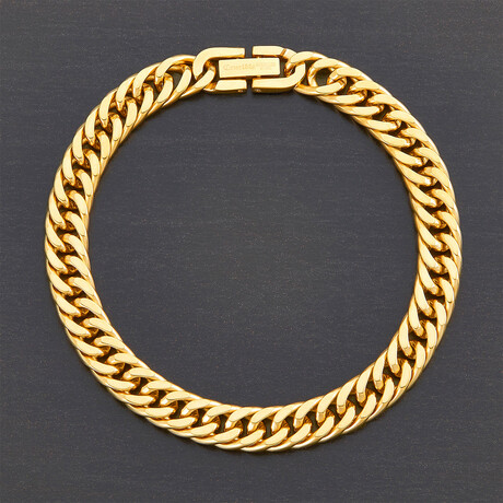 Gold Plated Stainless Steel Cuban Curb Chain Bracelet // 8.25"