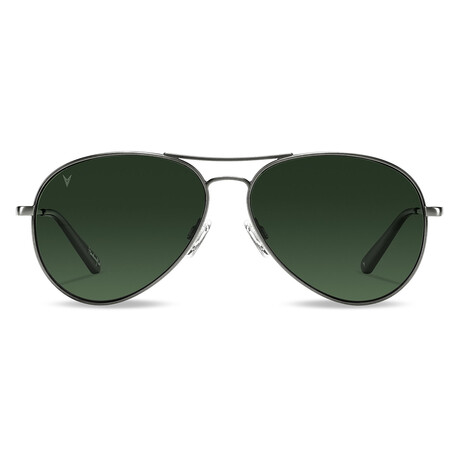 The Aviator Sunglasses // Gunmetal Frame + Green Lens