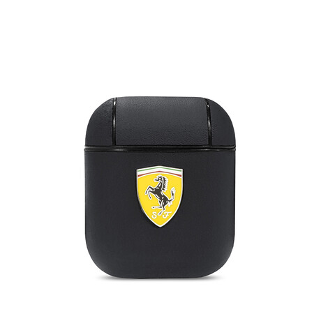 On Track AirPod Case // Leather With Metal Logo (Airpods 1/2)