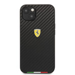 Faux Leather iPhone Case // Carbon Design // Italian Flag Line + Metal Logo (IPHONE 13)