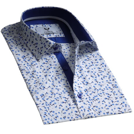 Short Sleeve Shirt // White + Blue Floral (S)