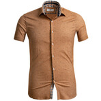 Calvin Short Sleeve Button Up Shirt // Beige Check (S)