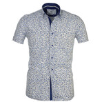 Andrew Short Sleeve Button Up Shirt // White + Blue Floral (XL)