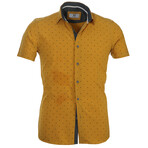 Phillip Short Sleeve Button Up Shirt // Yellow + White Dots (L)