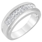 1.00 Ct 14K White Gold Princess Diamond Ring For Men  // Size 10