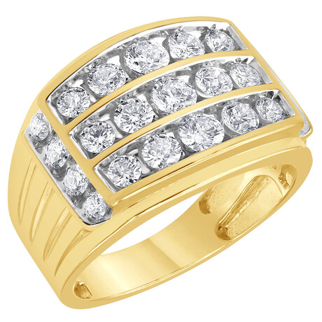 2.00 Ct Round Diamond 10K Yellow Gold Men’s Ring  // Size 10