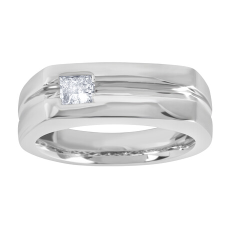 0.5 Ct 14K White Gold Princess-Cut Diamond Men's Ring // Size 10