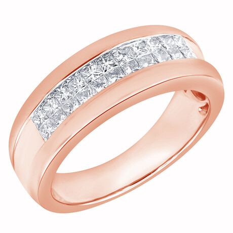 14K Rose Gold 1.00 Ct Princess Diamond Men’s Ring  // Size 10