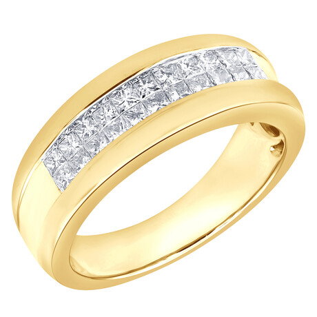 14K Yellow Gold 1.00 Ct Princess Diamond Men’s Ring  // Size 10