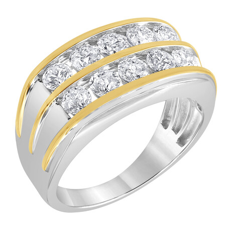 Two Tone 10K Solid Gold 2.00 Ct Diamond Men’s Ring  // Size 10