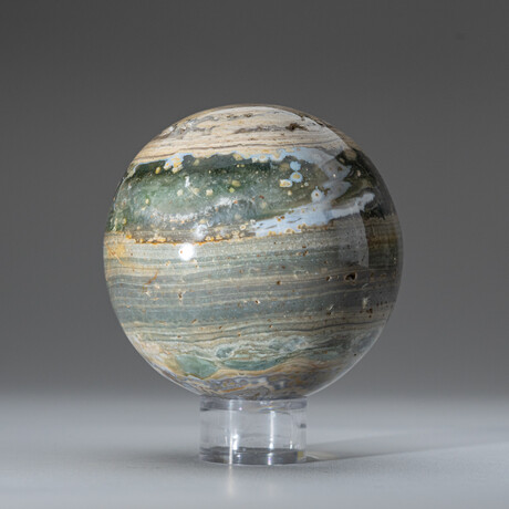 Polished Ocean Jasper Sphere With Acrylic Display Stand // 4.5lb