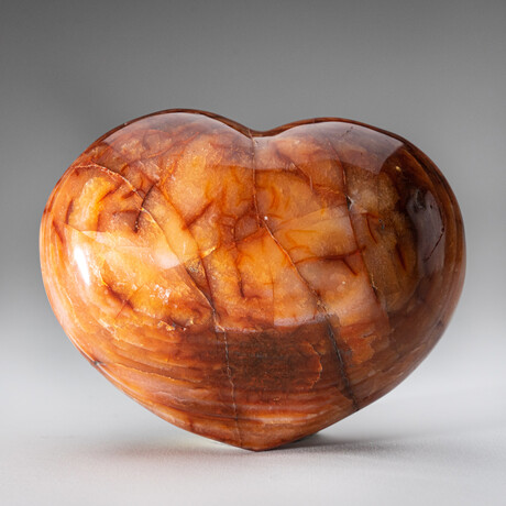 Polished Carnelian Heart With Acrylic Display Stand