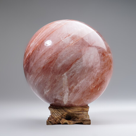 Polished Strawberry Quartz Sphere With Display Stand