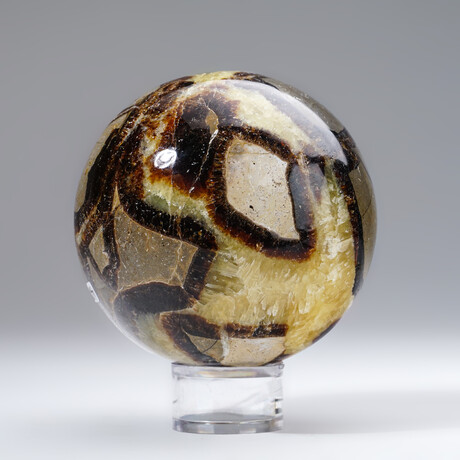 Polished Septarian Sphere With Acrylic Display Stand