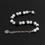 Two-Tone Onyx Bracelet Sterling Silver // White + Black + Silver (M)