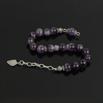 Authentic Amethyst Bracelet Sterling Silver // Purple + Silver (M)