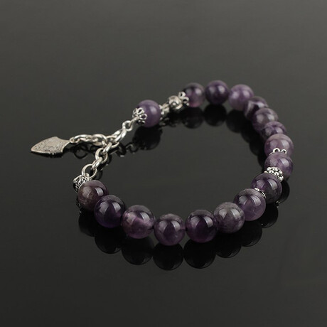 Authentic Amethyst Bracelet Sterling Silver // Purple + Silver (S)