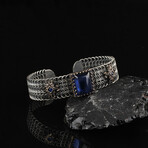 Sapphire Bracelet Sterling Silver // Antique Silver + Blue (XL)