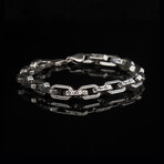 Handmade Solid Chain Bracelet Sterling Silver // Black + Silver (XL)