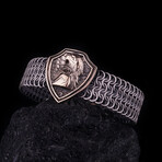 Wide Eagle Chain Bracelet Sterling Silver // Antique Silver + Bronze (L)