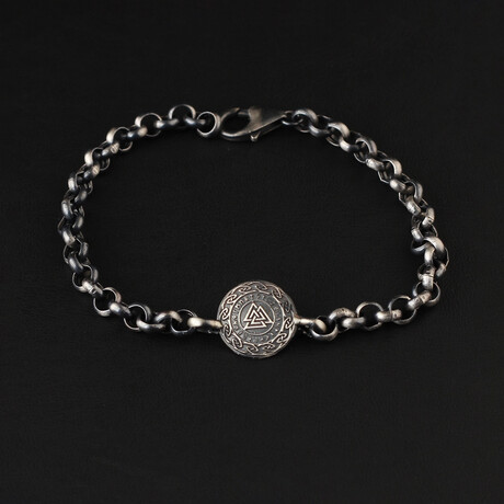 Classy Viking Valknut Bracelet Sterling Silver // Antique Silver (S)