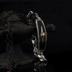 Heavy North Star Bracelet Sterling Silver // Black + Silver + Bronze (M)