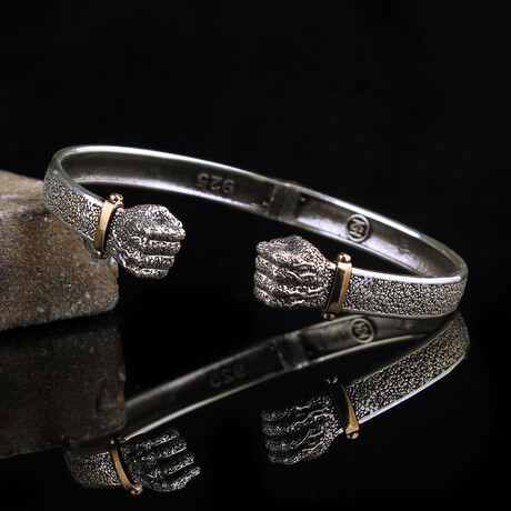 Iron Fist Bracelet Sterling Silver // Antique Silver (S)