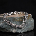 Handmade Solid Chain Bracelet Sterling Silver // Black + Silver (L)
