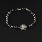 Masculine Lion Bracelet Sterling Silver // Antique Silver (M)
