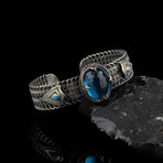Topaz Bracelet Sterling Silver // Antique Silver + Blue (M)