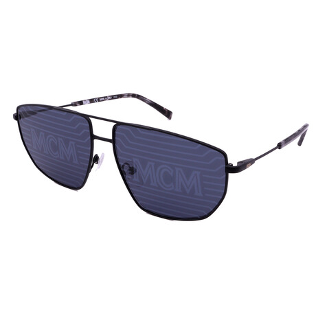 Men's 151S 002 Pilot Sunglasses // Matte Black + Blue