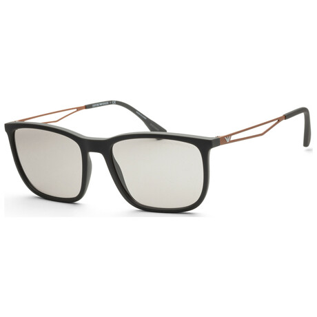 Emporio Armani Men's EA4154-54376G-56 Sunglasses // Black + Light Gray Flash Silver