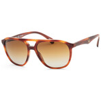 Emporio Armani Men's EA4156-5297T5-58 Polarized Sunglasses // Striped Red + Brown Gradient