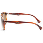Emporio Armani Men's EA4156-5297T5-58 Polarized Sunglasses // Striped Red + Brown Gradient