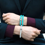 Turquoise Stone Adjustable Bead Bracelet // 8"