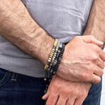 Picture Jasper Stone + Hematite Adjustable Bracelet // 8"