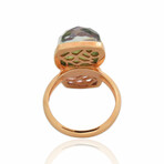 Superoro // 18K Rose Gold Diamond + Amethyst + Green Quartz Ring // Ring Size: 7 // New