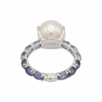 Superoro // 18K White Gold Pearl + Iolite Ring // Ring Size: 6.5 // New