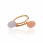 Superoro // 18K Rose Gold Chalcedony + Pink Chalcedony Ring // Ring Size: 7 // New